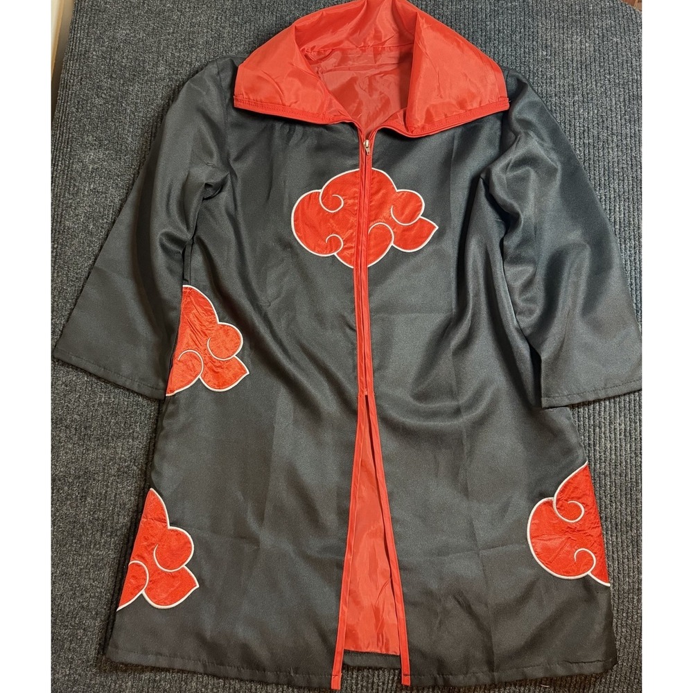 Naruto Shippuden Akatsuki Cloak/Robe Costume Black Red Clouds Adult Cosplay Zip